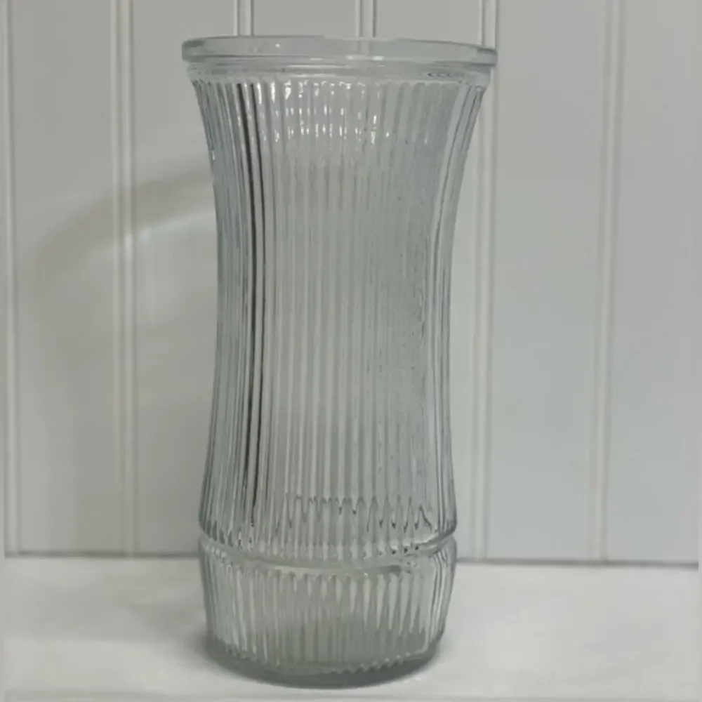 Vintage Clear Ribbed Glass Vase decor accent piece